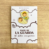 Guardian Angel enamel pin Ángel de la Guarda Catholic protection pin kawaii style VII Sacramentos handmade resin coated 3.2 cm devotional jewelry