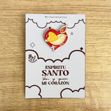 Holy Spirit dove enamel pin Espíritu Santo Catholic confirmation pin kawaii style VII Sacramentos handmade resin coated 3.2 cm devotional jewelry