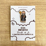 Saint Benedict enamel pin San Benito Catholic protection medal kawaii style VII Sacramentos handmade resin coated 3.2 cm devotional jewelry