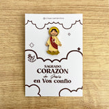 Sacred Heart of Jesus enamel pin Sagrado Corazón Catholic devotion pin kawaii style VII Sacramentos handmade resin coated 3.2 cm religious jewelry
