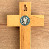 Wall Crucifix with Saint Benedict Medal (Resin-Coated) – 7.7"