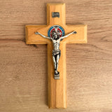 Wall Crucifix with Saint Benedict Medal (Resin-Coated) – 7.7"