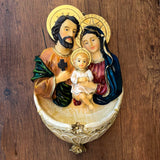 Wall Plaque with Holy Water Holder featuring the Holy Family – 6.9 inches