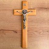 Wall Crucifix with Saint Benedict Medal (Resin-Coated) – 12"