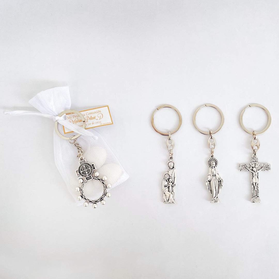 Religious Keychain with Cloth Bag and Almonds – 6 Units