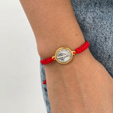 Woven Bracelet with Miraculous Virgin Medal, Bicolor