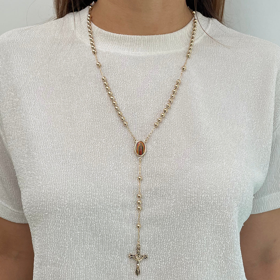 Rosary with Gold Plating and Our Lady of Guadalupe Crucifix