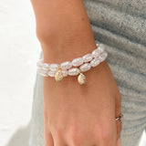 Imitation Freshwater Pearl Bracelet with Our Lady of Guadalupe Medal