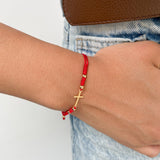 Cord Bracelet with Gold Cross