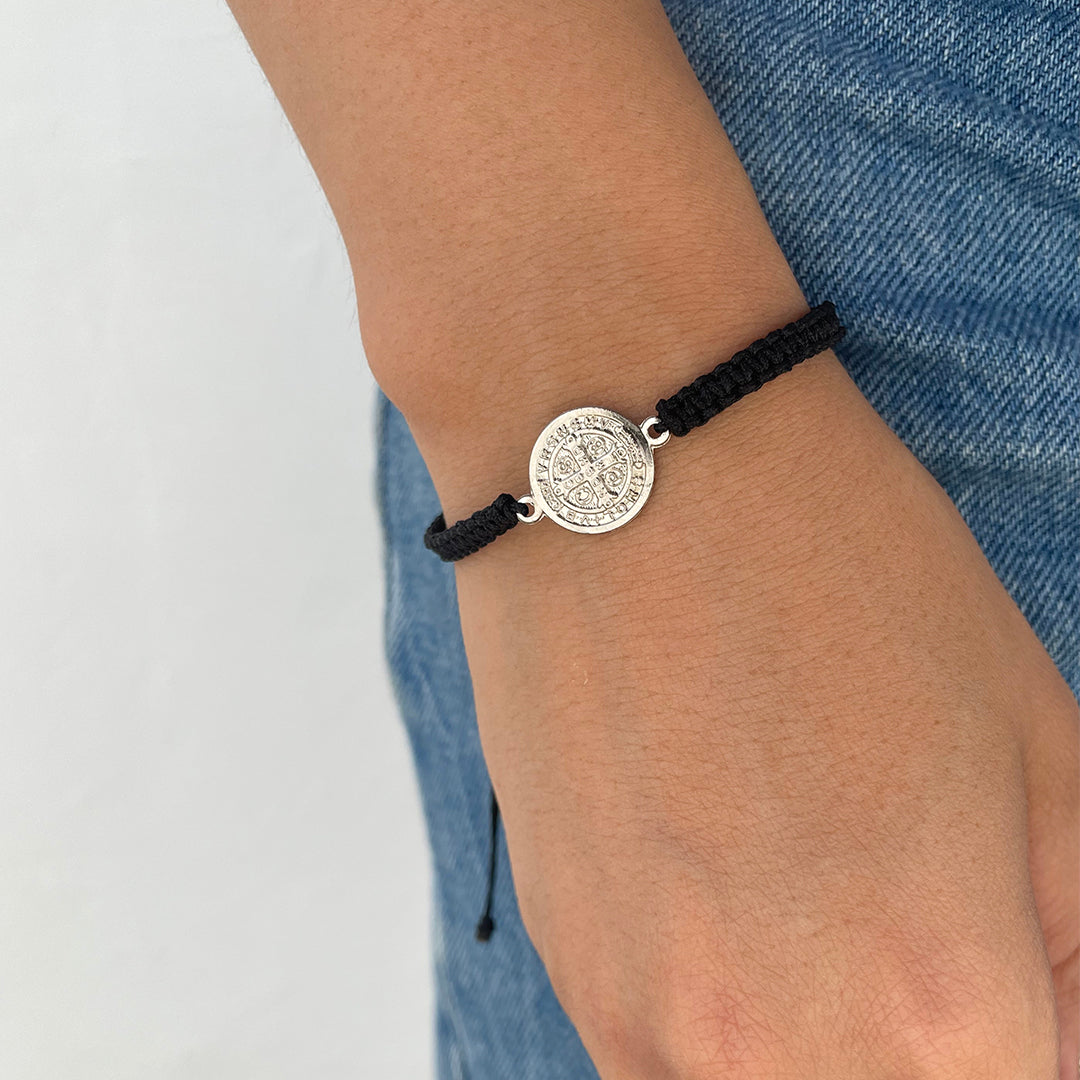 Woven Bracelet with St. Benedict Medal