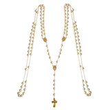 Double Rosary in Italian Alpaca with Gold Plating and White Pearls