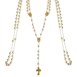 Double Rosary in Italian Alpaca with Gold Plating and White Pearls