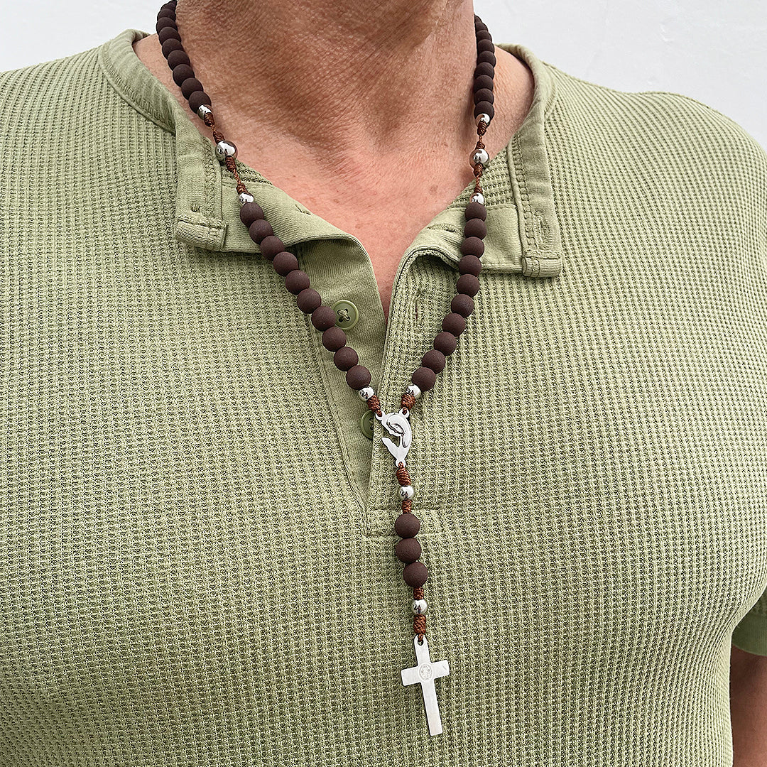 Rosary with Brown Neoprene Beads