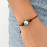 Brown Thread Bracelet with Resin Medal