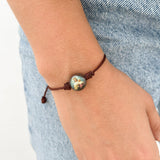 Brown Thread Bracelet with Resin Medal