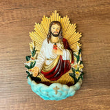 Wall Plaque with Holy Water Font Featuring the Sacred Heart of Jesus