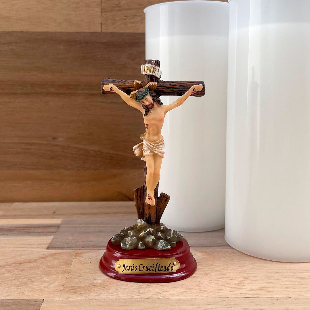 Statue of the Crucified Jesus with Wooden Base - 4 inches