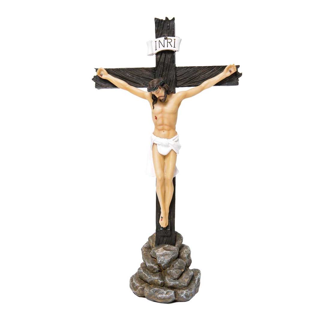 Crucified Jesus Statue with Base – 12 inches