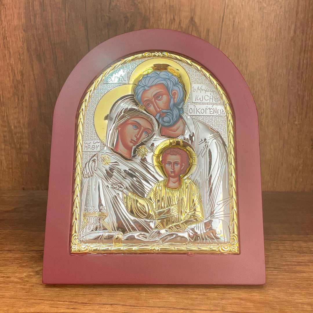 Framed Picture of the Holy Family in Painted and Enamelled Aluminum