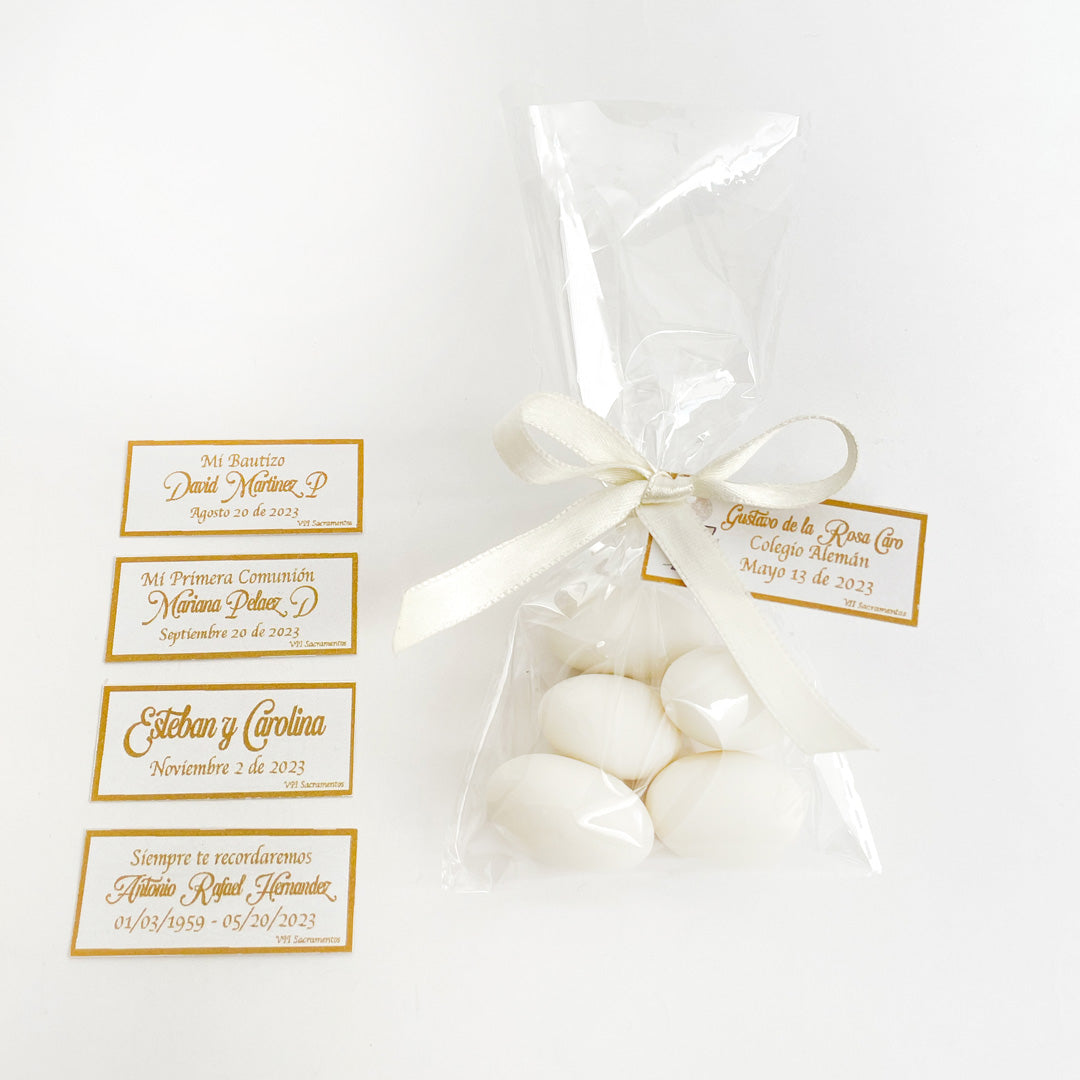 Cellophane Bag with 3 White Sugar-Coated Almonds x 6 Units