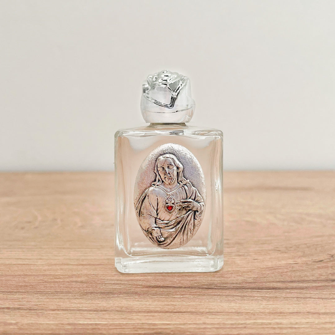 Holy Water Jar with Image of the Sacred Heart of Jesus