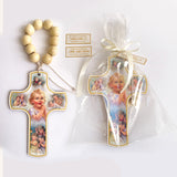 Souvenir Angels Cross in Wood with Rosary x 6 Units