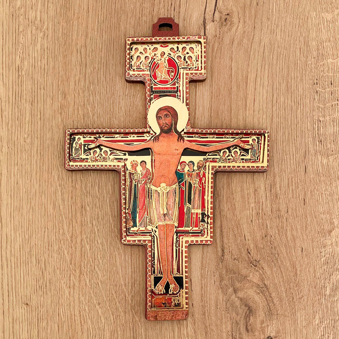 Large Saint Francis Cross in Wood for Hanging