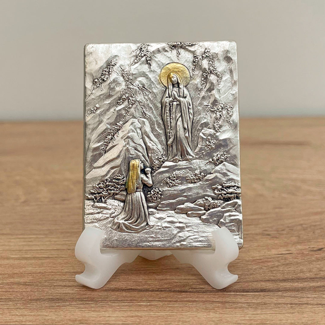 Plaque Ornament in Oratory Style - Our Lady of Lourdes