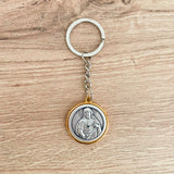 Keychain Bicolor Medal Virgin of Carmen and Sacred Heart