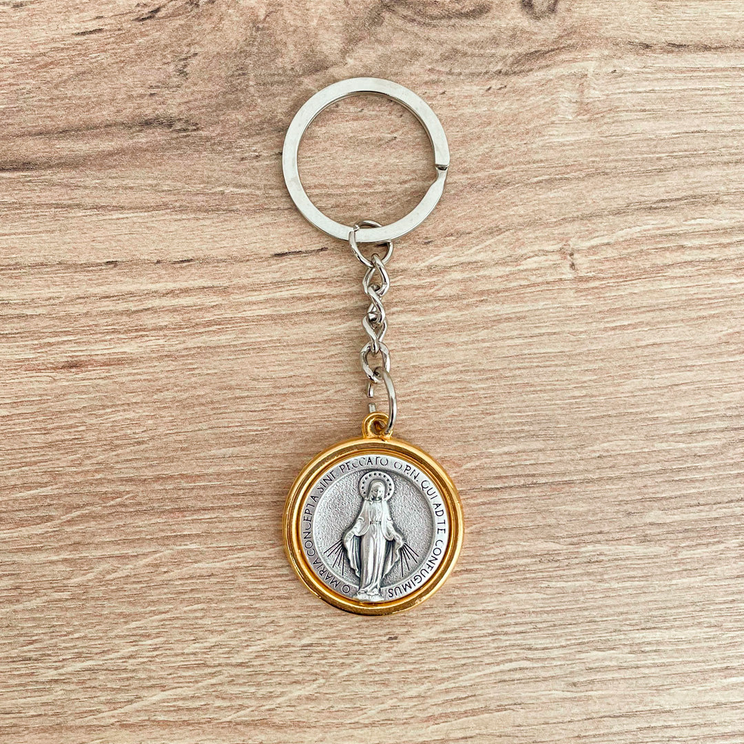 Keychain Bicolor Medal Virgin Milagrosa