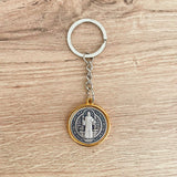 Keychain Bicolor Medal St. Benedict