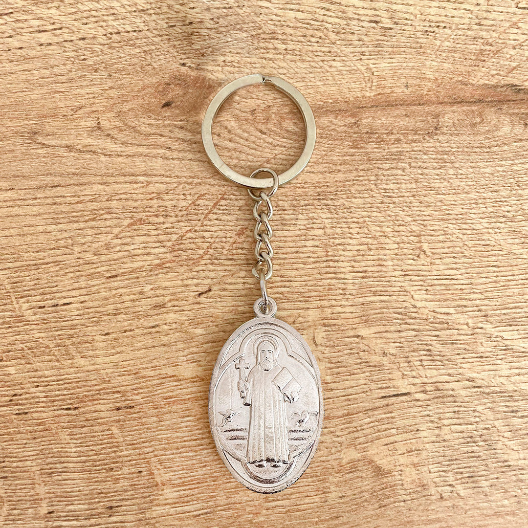 Saint Benedict Oval Medal Keychain