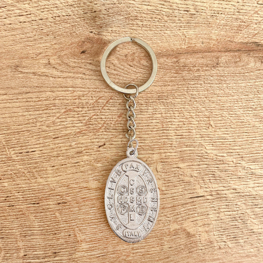 Saint Benedict Oval Medal Keychain