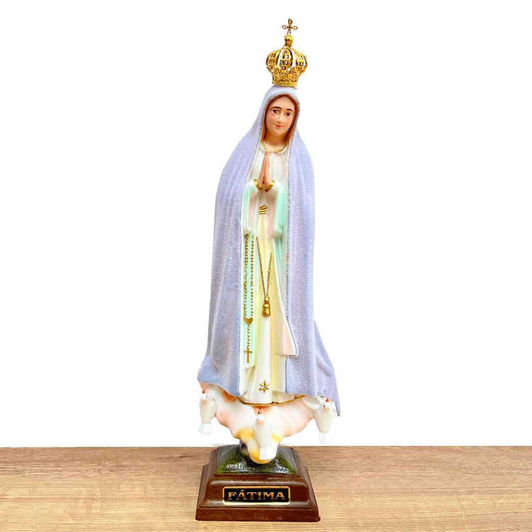 Our Lady of Fatima Statue with Climate-Sensitive Mantle - 11” (28 cm)