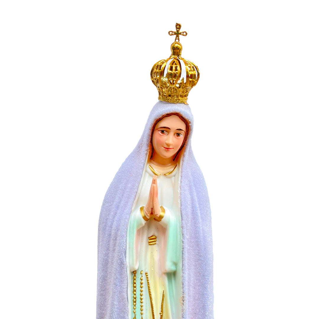 Our Lady of Fatima Statue with Climate-Sensitive Mantle - 11” (28 cm)