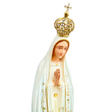 Our Lady of Fatima Statue with White Mantle and Hand-Painted Eyes - 23.6” (60 cm)