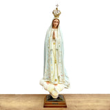 Our Lady of Fatima Statue with White Mantle and Hand-Painted Eyes - 23.6” (60 cm)