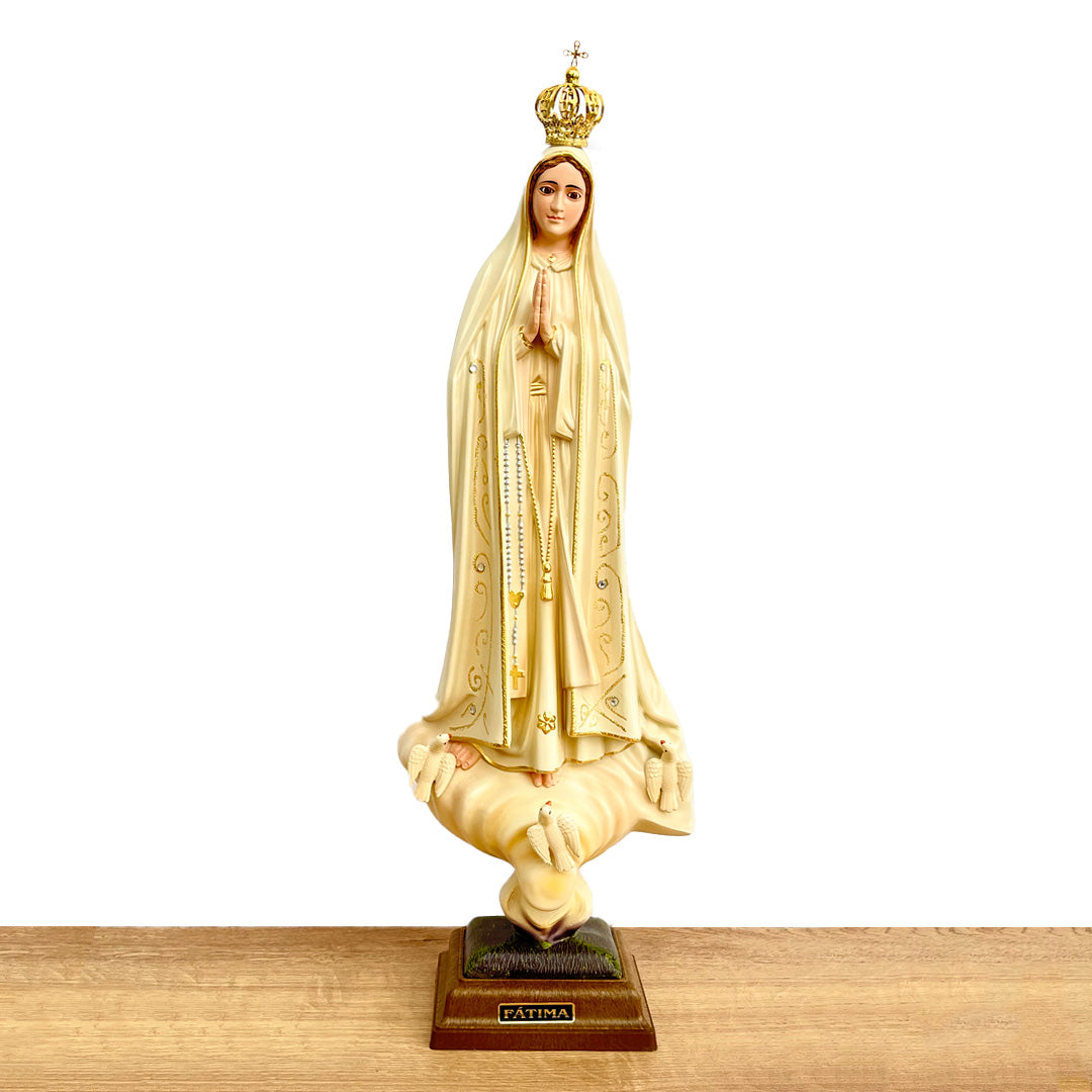 Our Lady of Fatima Statue with Antique Finish - 19.6” (50 cm)