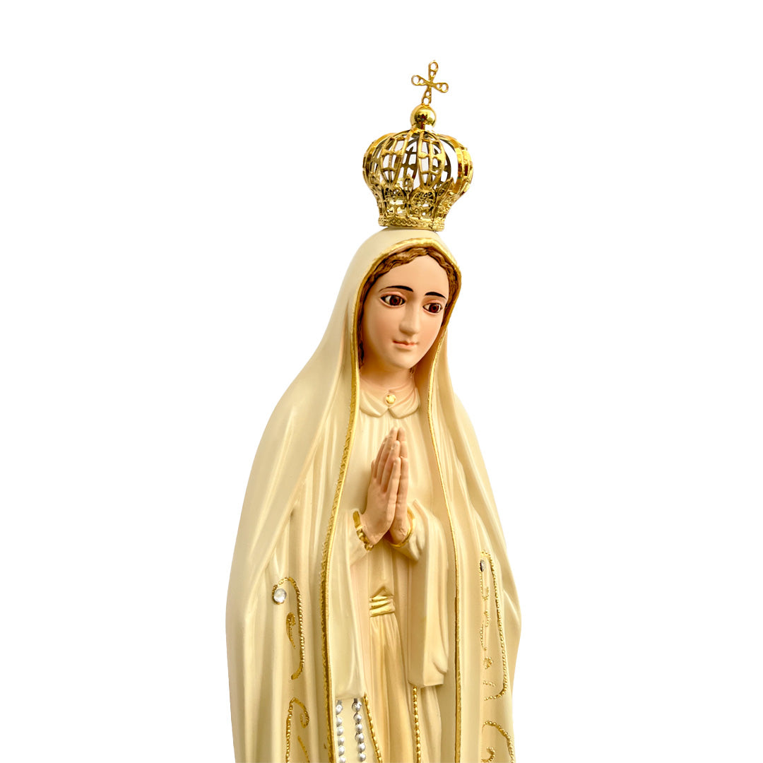 Our Lady of Fatima Statue with Antique Finish - 19.6” (50 cm)