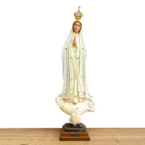 Our Lady of Fatima Statue with White Mantle and Painted Eyes - 19.6” (50 cm)