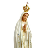 Our Lady of Fatima Statue with White Mantle and Painted Eyes - 19.6” (50 cm)