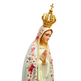 Our Lady of Fatima Statue with Pink Flowers - 11” (28 cm)