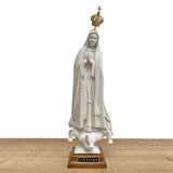 Simple Our Lady of Fátima Statue with Frosted Mantle - 11” (28 cm)