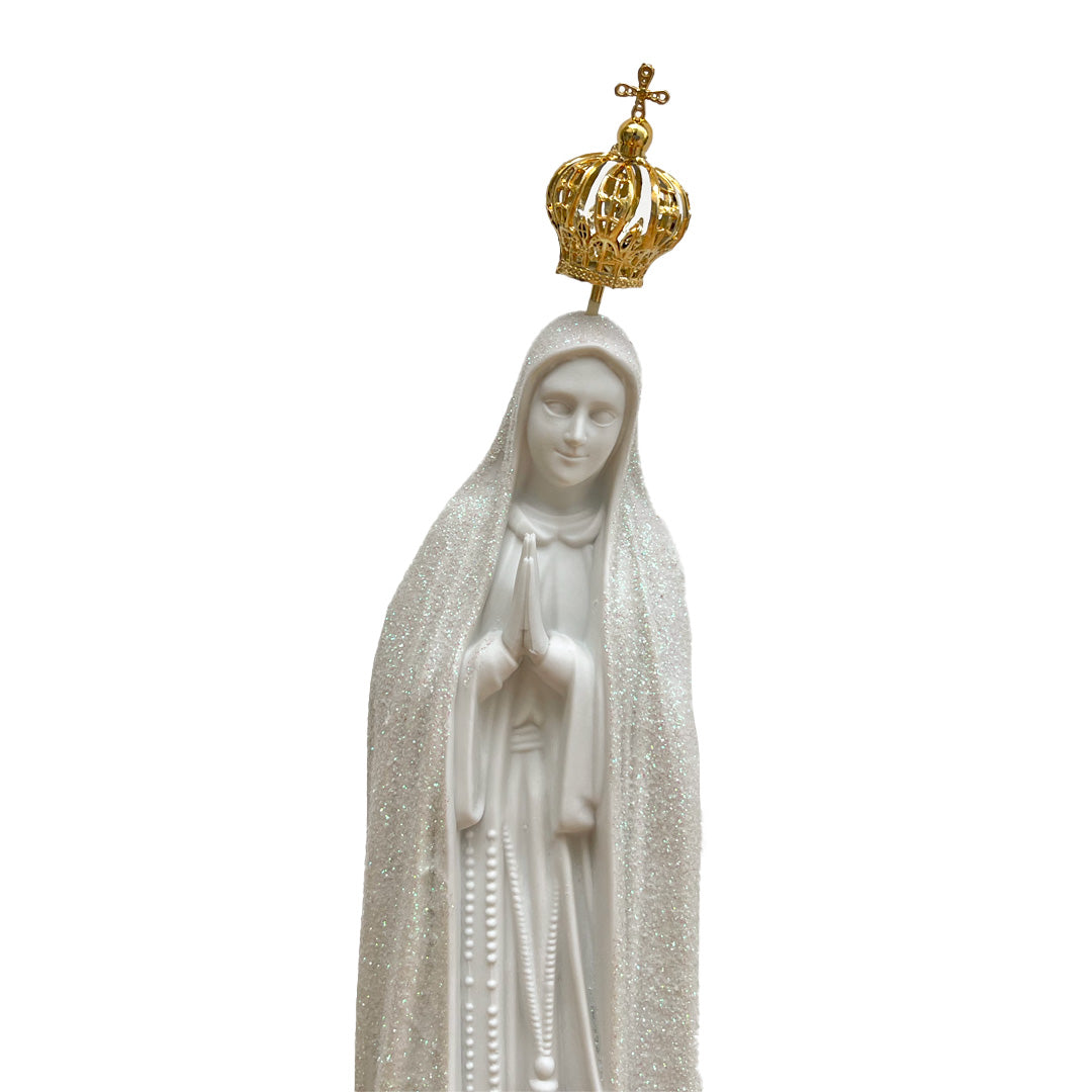 Simple Our Lady of Fátima Statue with Frosted Mantle - 11” (28 cm)