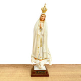 Our Lady of Fatima Statue with Glittered Mantle and Hand-Painted Eyes - 11” (28 cm)