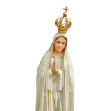 Our Lady of Fatima Statue with Glittered Mantle and Hand-Painted Eyes - 11” (28 cm)