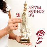 Our Lady of Fátima Statue with Italian Glass Pearl Rosary