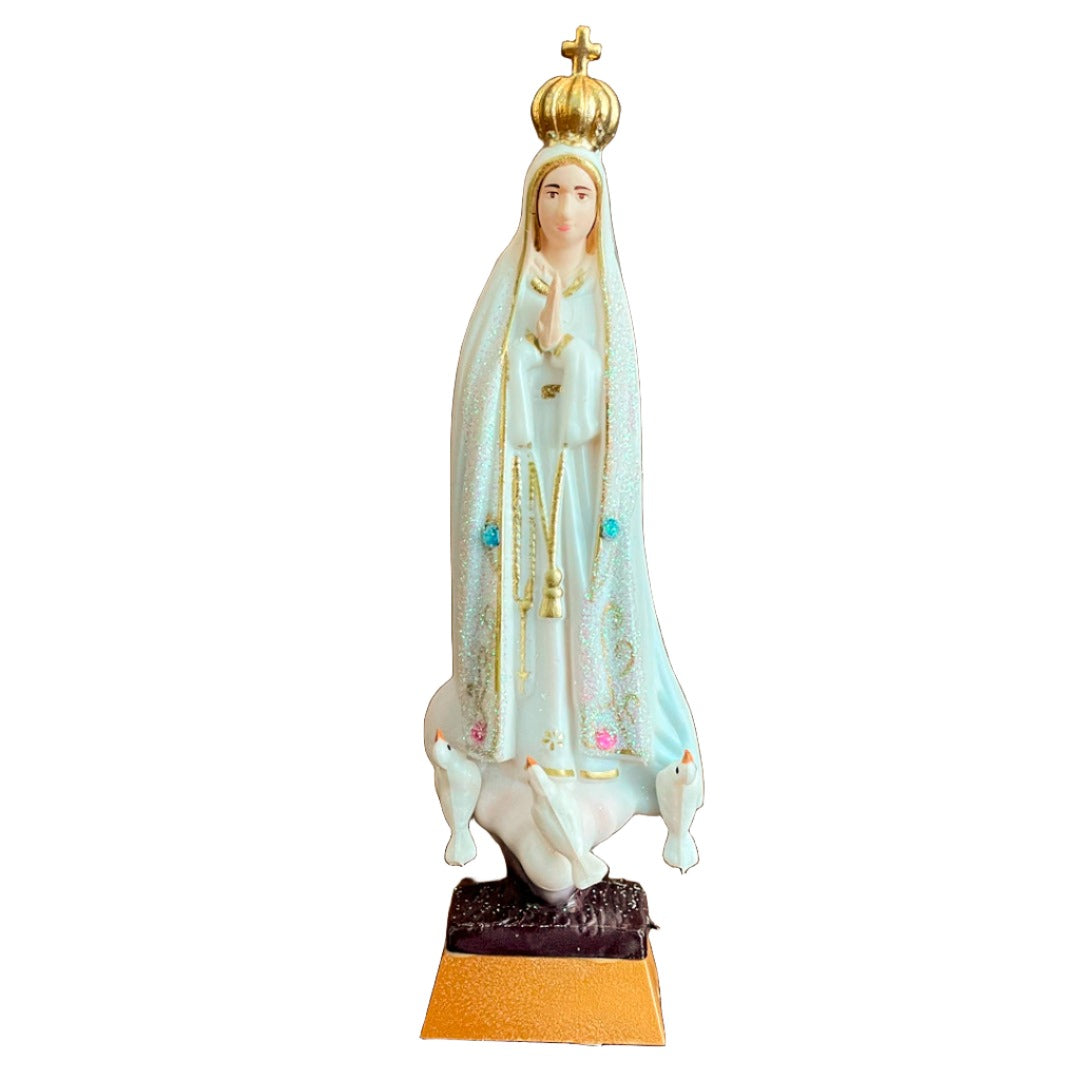 Glittered Statue of Our Lady of Fátima - 4.3 Inches (11 cm)