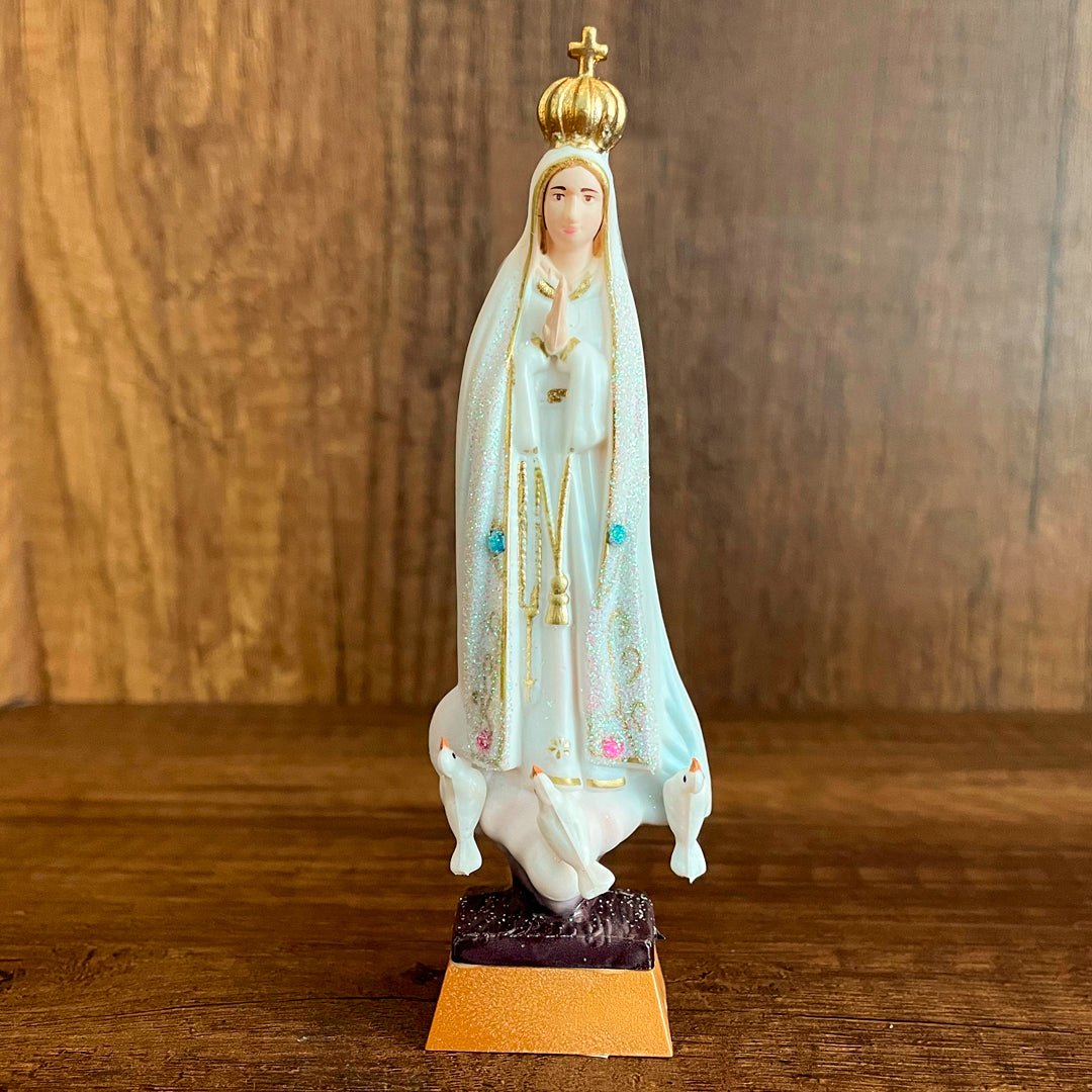 Glittered Statue of Our Lady of Fátima - 4.3 Inches (11 cm)