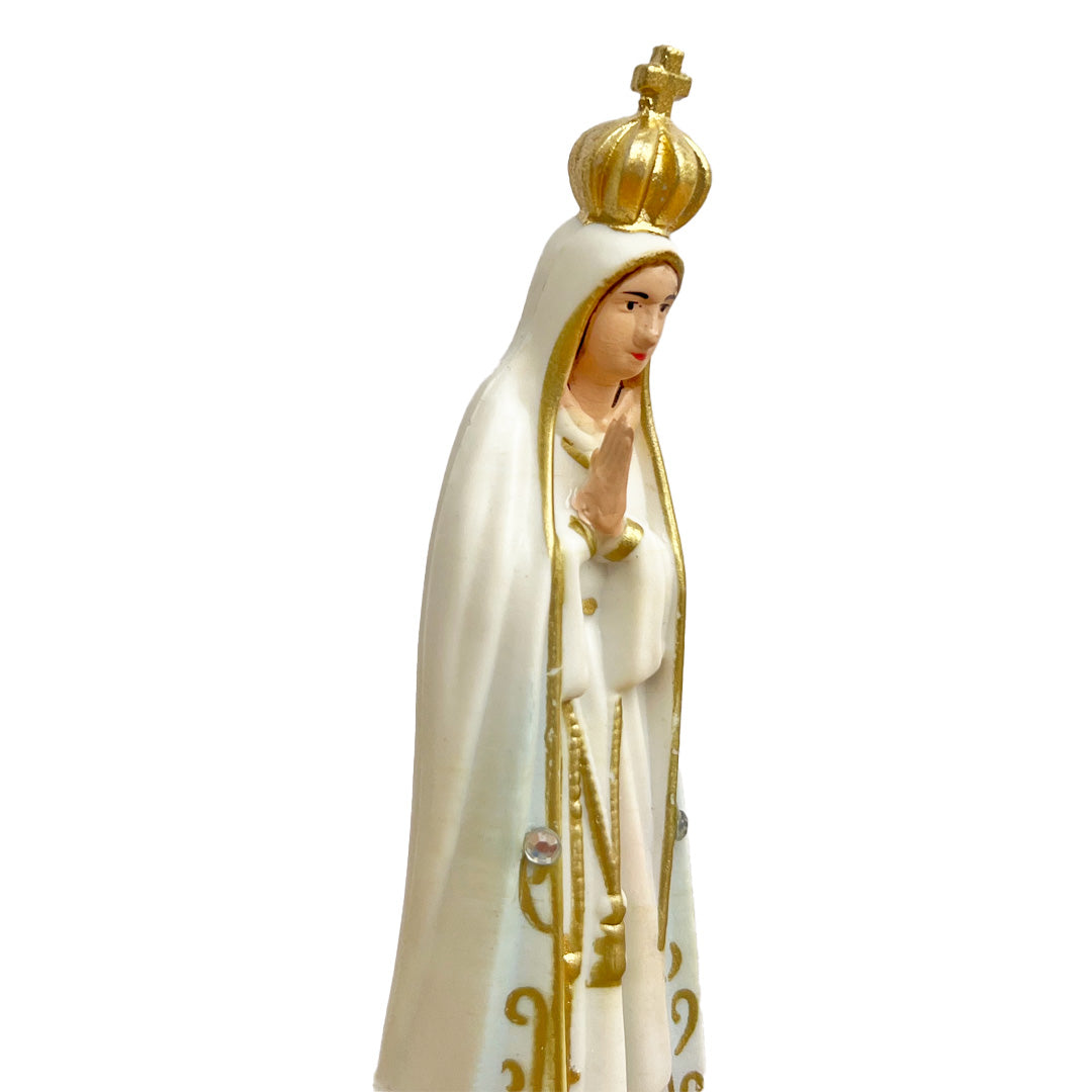 White Our Lady of Fátima Statue - 4.3” (11 cm)